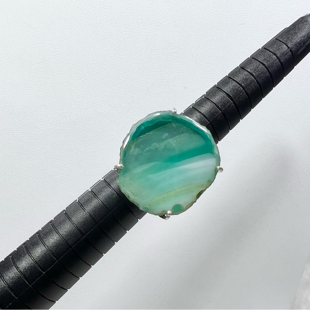 Solar Add on Item Green Solar Agate Ring size 6